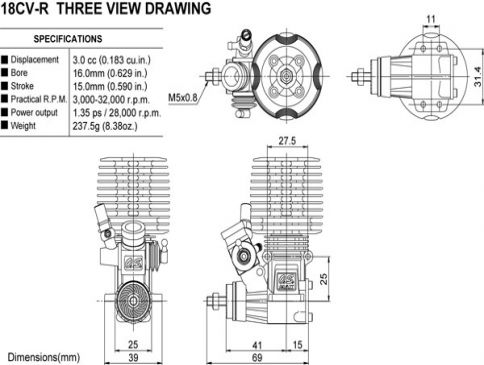 OS MAX 18CV-R Engine